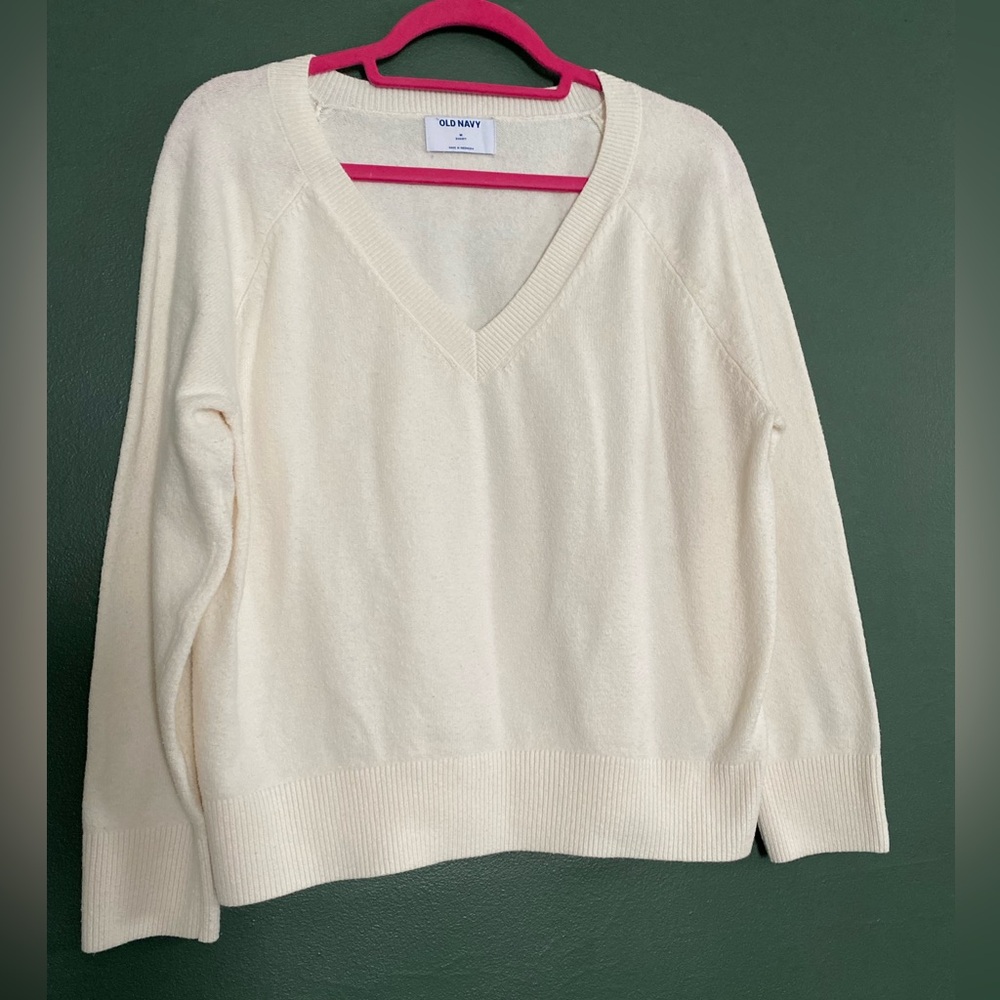BUNDLE of (3) Old Navy Women's SoSoft V-Neck Sweaters Cream SeaGlass Black Med - Picture 2 of 16